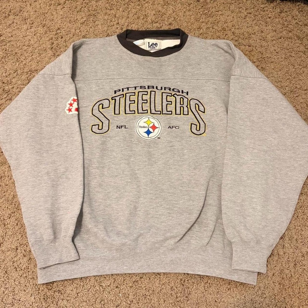 Vintage Lee Sport Pittsburgh Steelers NFL AFC Crewneck Sweatshirt Grey Mens XXL